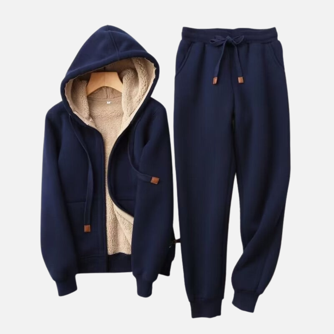 Women’s Fleece Lined Hoodie & Jogger Set – Cozy Winter Tracksuit