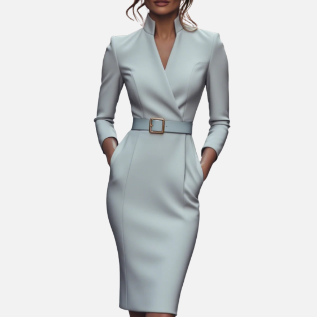 Women’s Belted Wrap Midi Dress