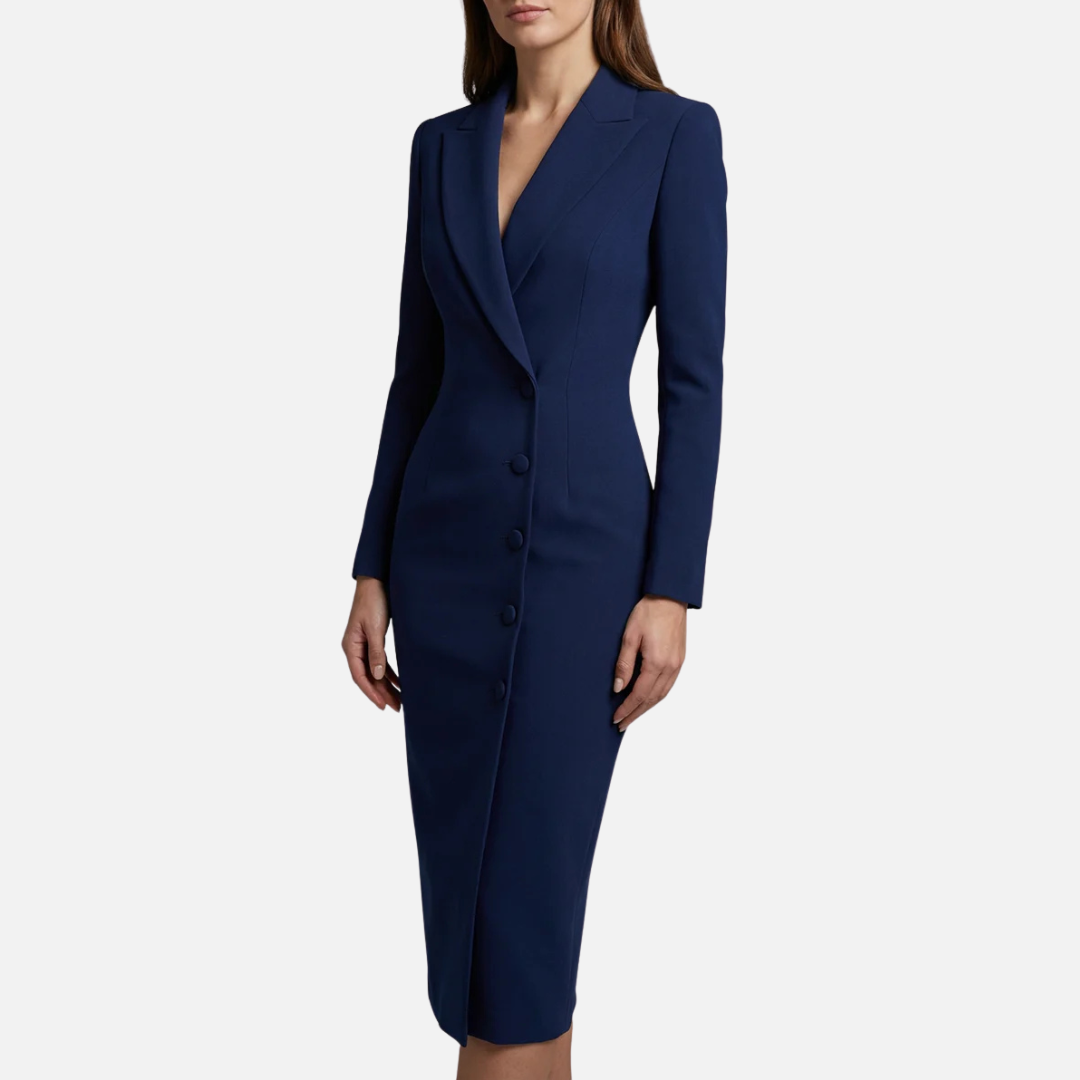 Women's Smart Lapel Midi Blazer Dress