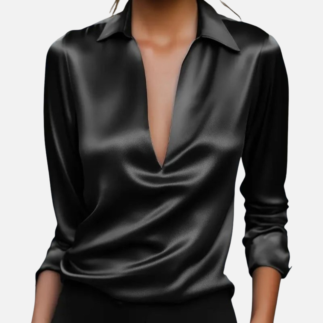 Women’s Elegant Draped Satin Blouse