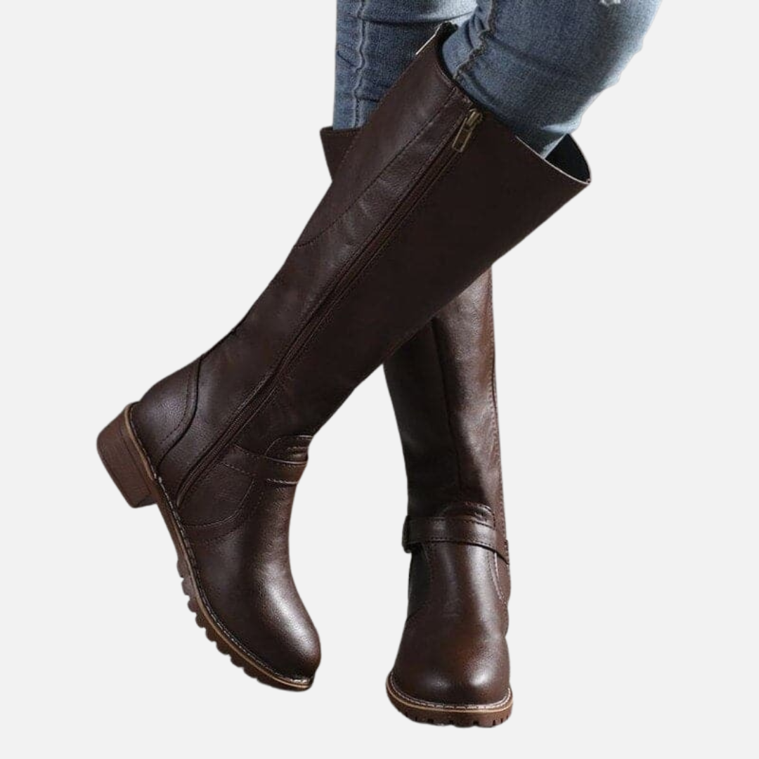 Classic Buckle High Boots for Women
