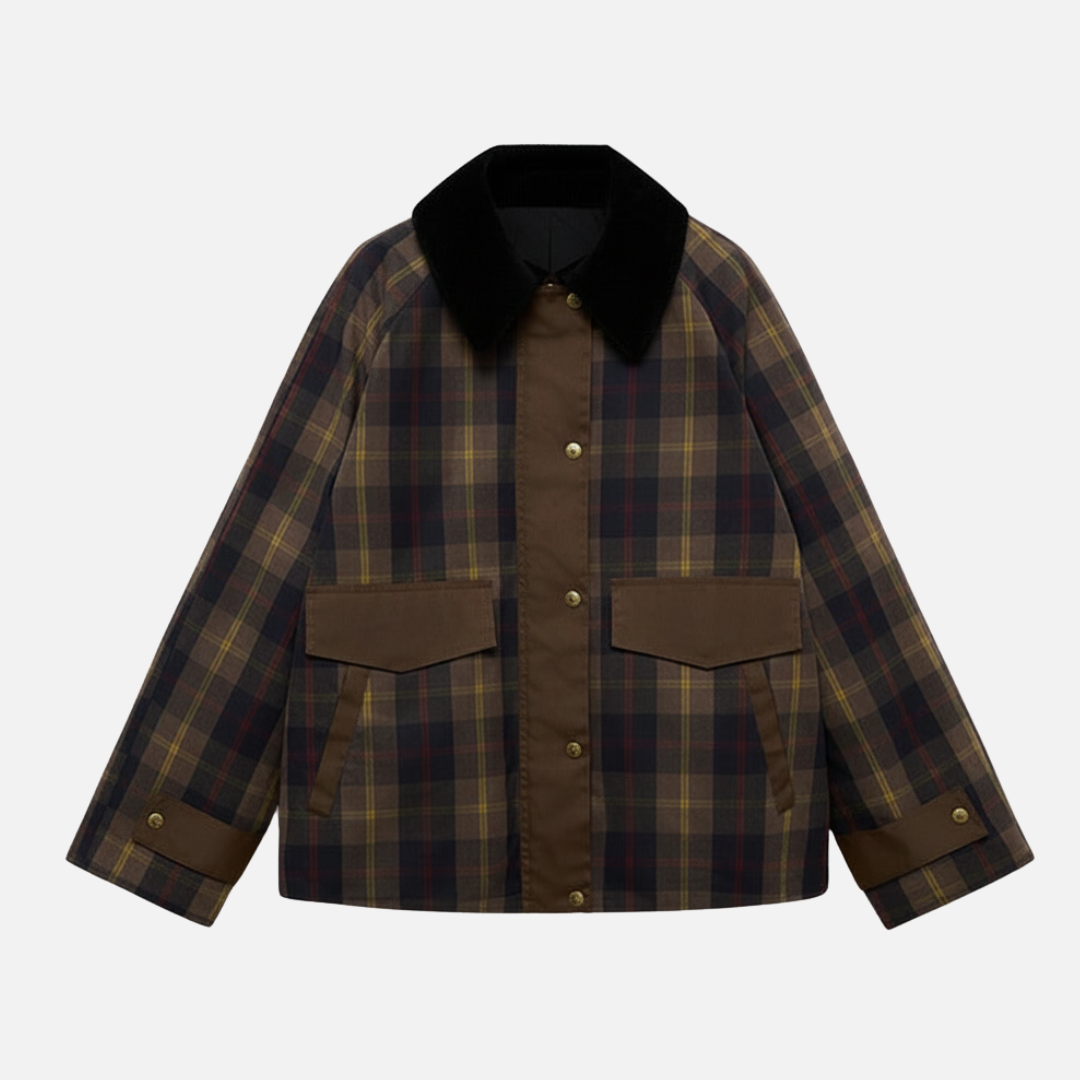 Women’s Warm Plaid Jacket with Collar