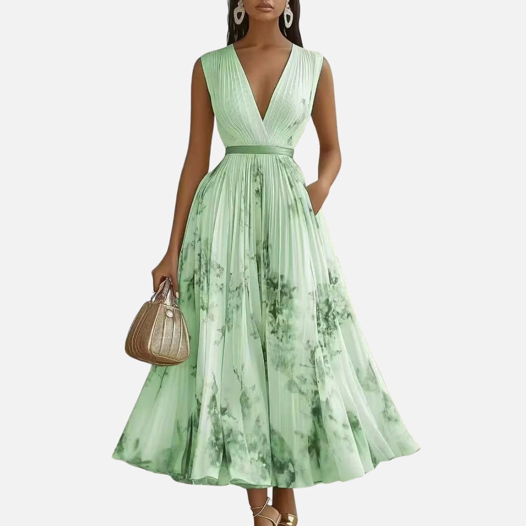 Women's Floral Pleated Midi Dress