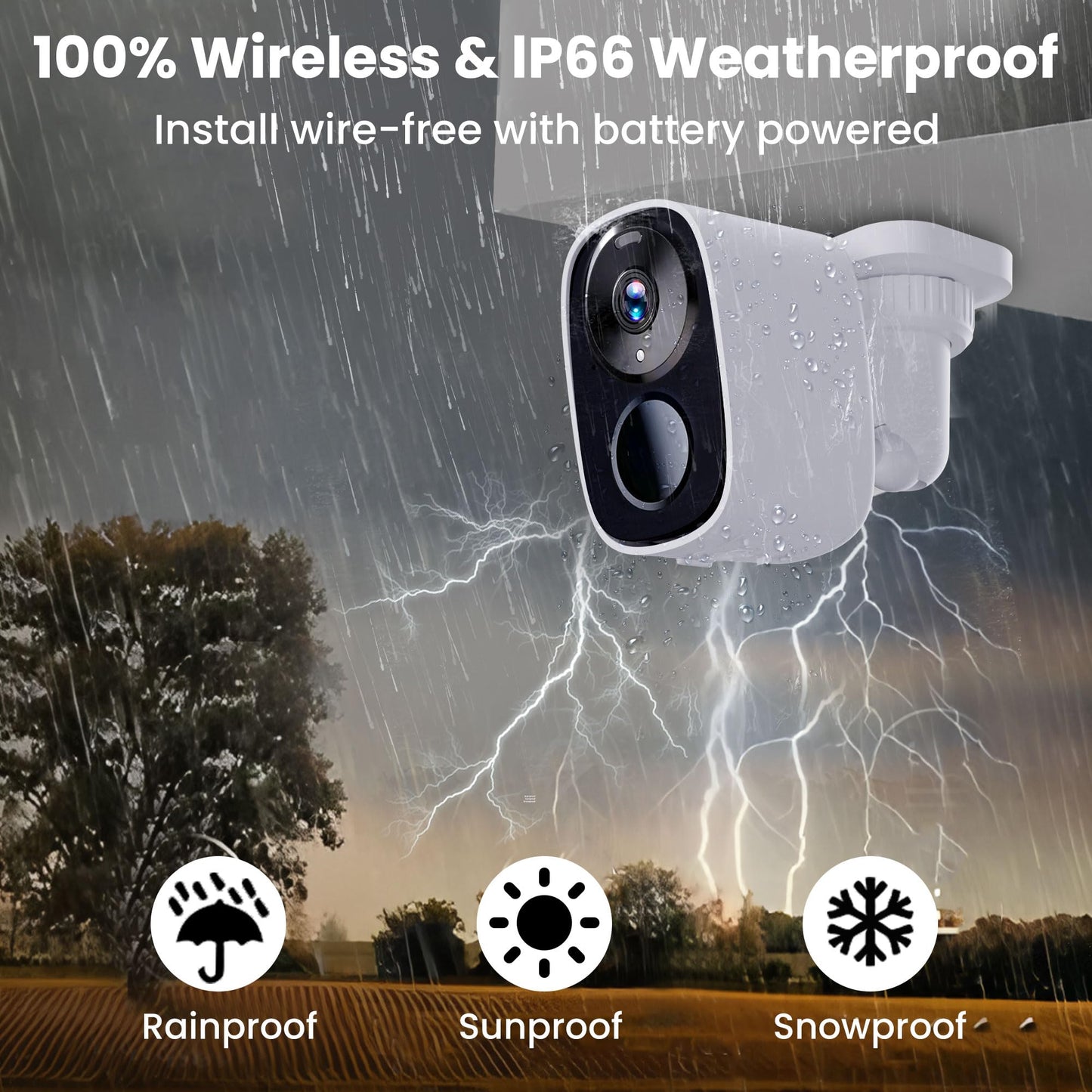 2K Wireless Outdoor Security Camera 5G WiFi Solar 5200mAh – Home