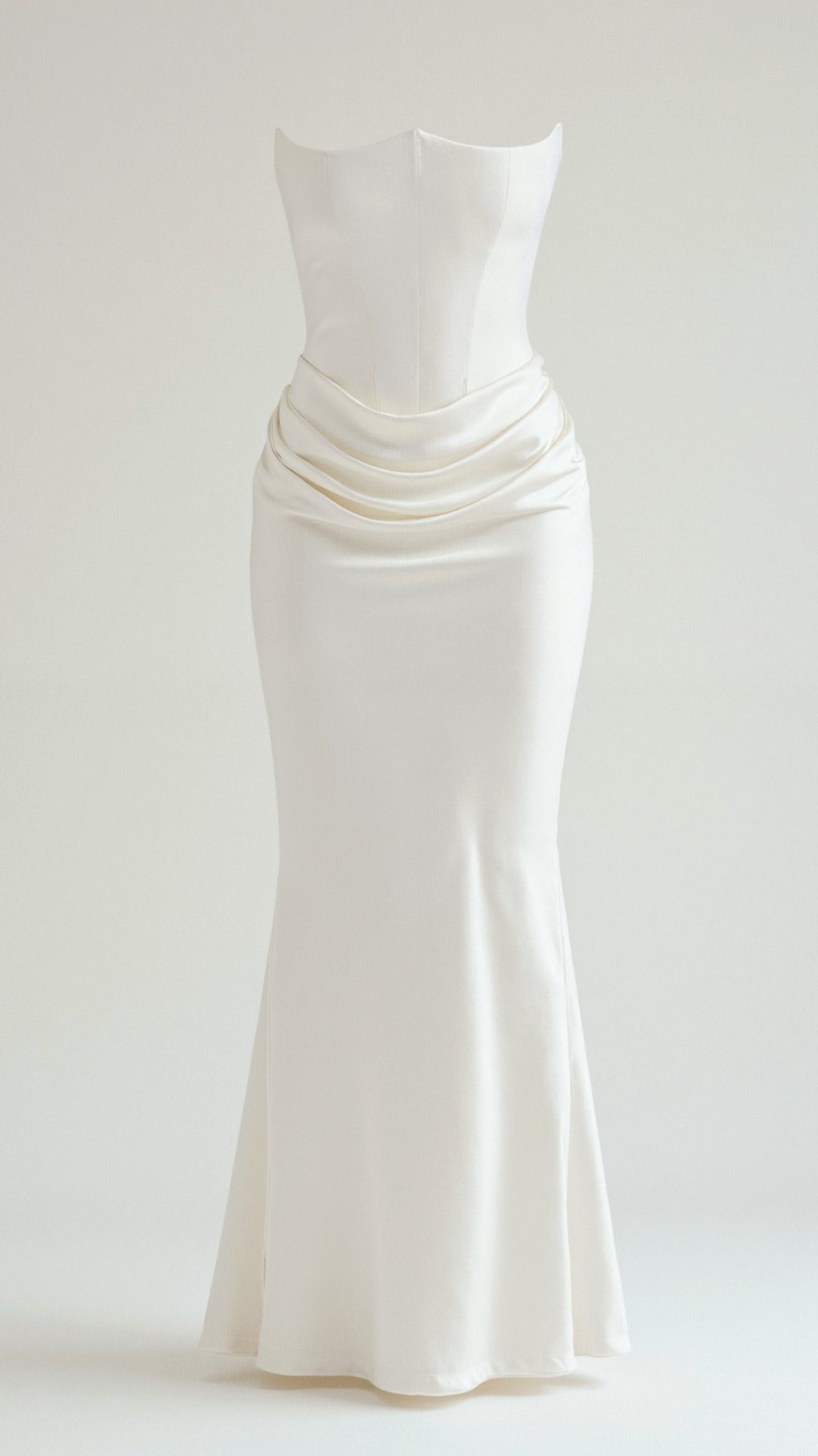 Women's Strapless Maxi Dress with Draped Waist
