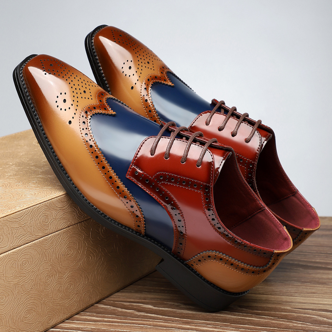 Men's Wingtip Oxford Shoes with Brogue Details