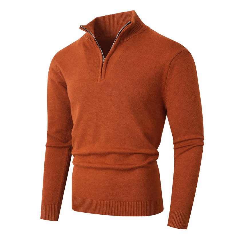 Men's Half-Zip Knit Sweater with Stand Collar