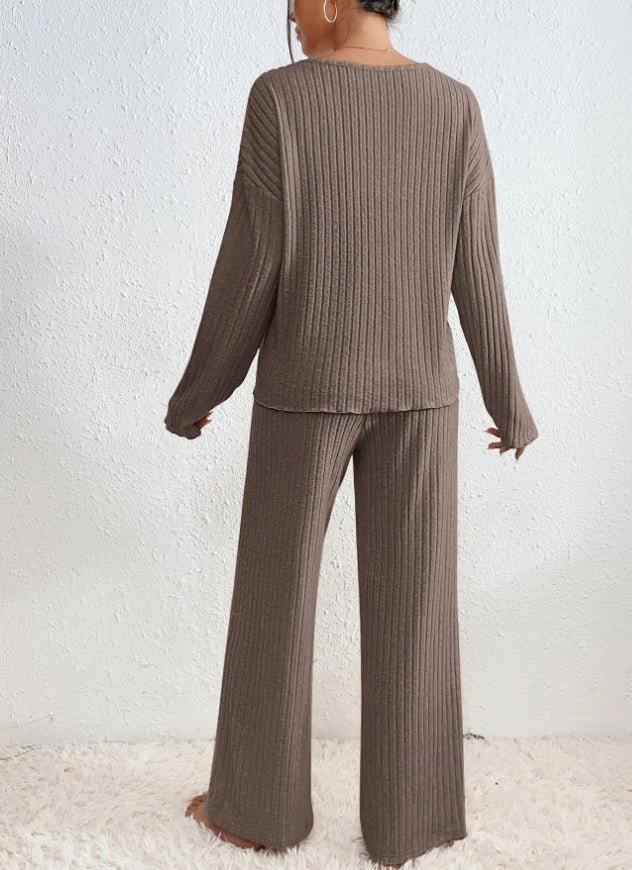 Women's Breathable Ribbed Knit Loungewear Set