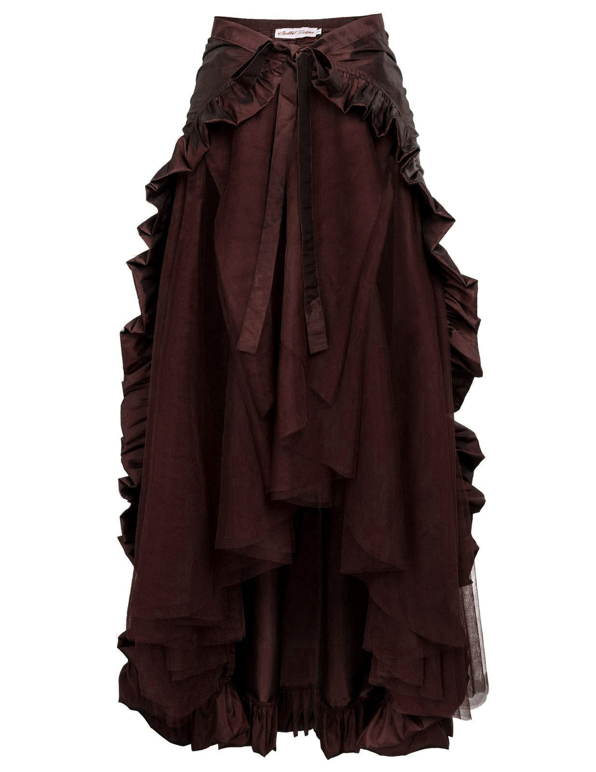 Women's Maxi Skirt – Asymmetrical Layered Ruffle, High Waist