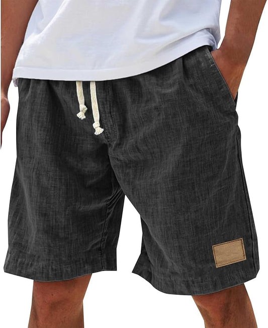 Cole | Men's Relaxed Fit Cotton Linen Shorts Elastic Drawstring