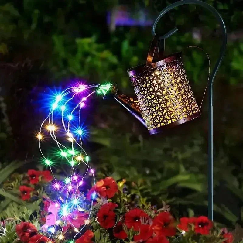 Solar watering can light retro metal pendant lamp outdoor garden decoration summer 2025 waterproof playful 7
