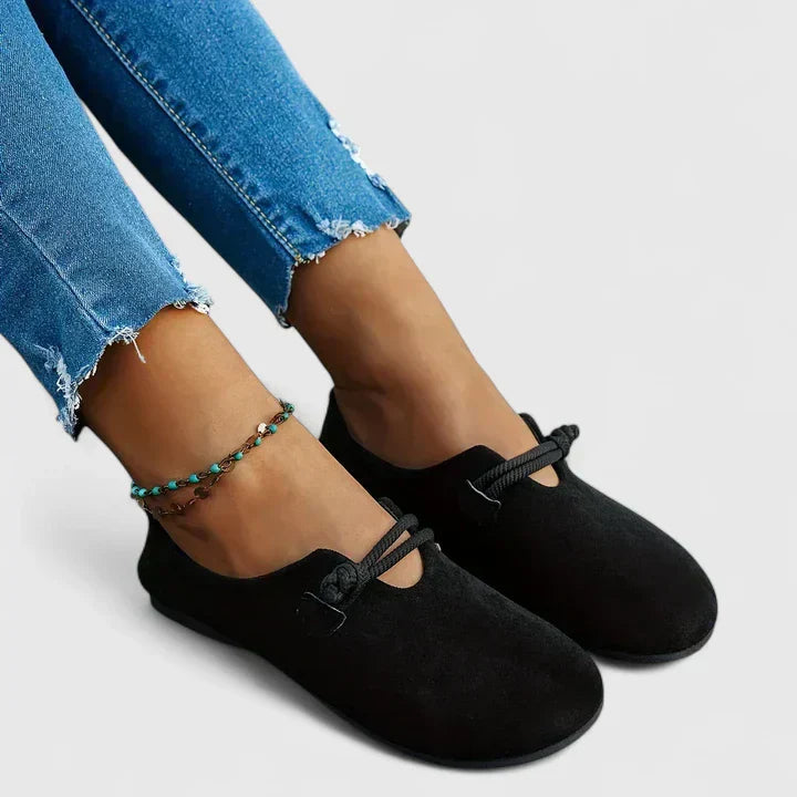 Women's Suede Mules Flats Lace Up