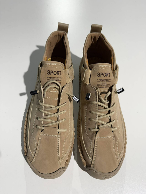 Men's Leather Casual Sneakers with Strap