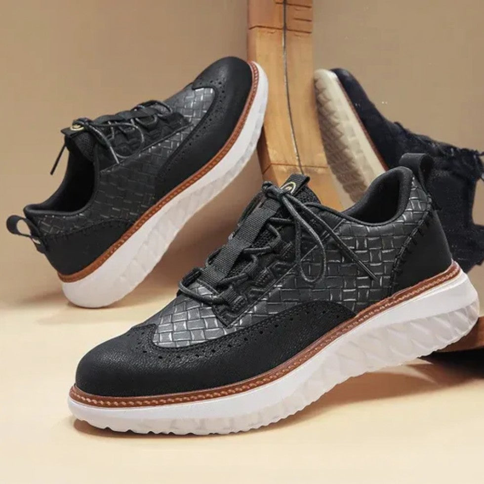Men's Textured Wingtip Lace-Up Sneakers