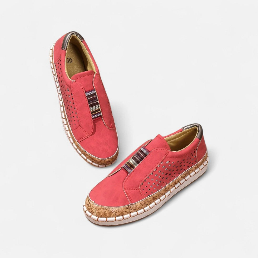 Women's Perforated Faux Leather Slip-On Sneakers