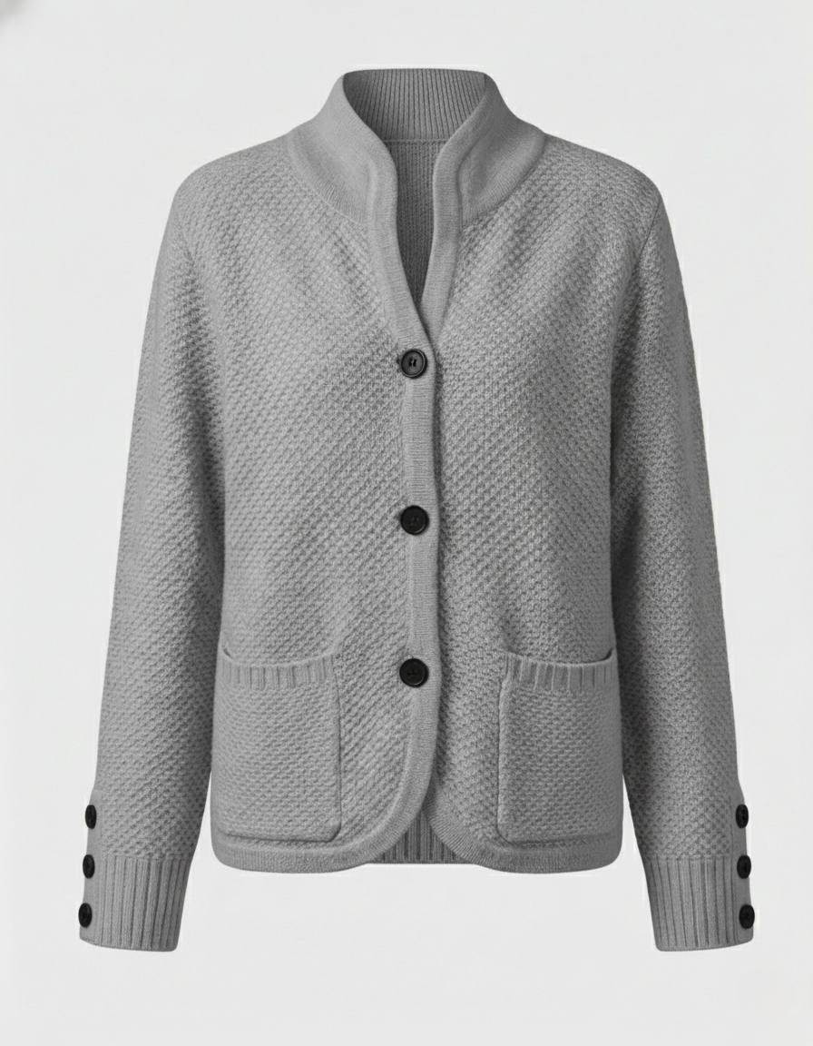 Women's Cashmere Cardigan – Button Front, Honeycomb Knit