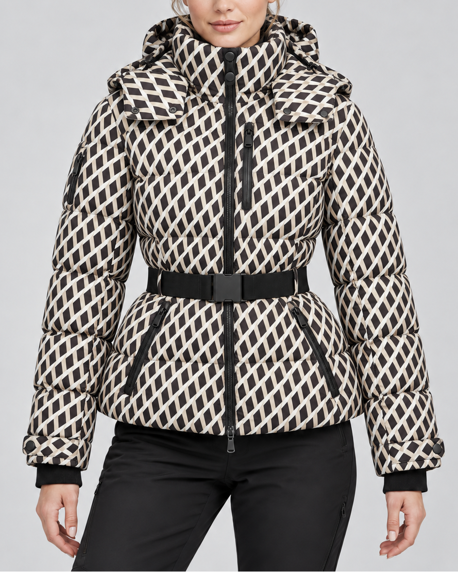 Women's Puffer Jacket – Belted, Detachable Hood