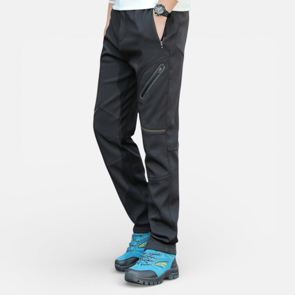 Men's Fleece Lined Softshell Pants with Zipper Pockets