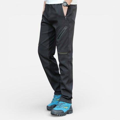 Men's Fleece Lined Softshell Pants with Zipper Pockets
