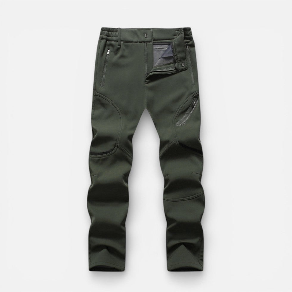 Men's Fleece Lined Softshell Pants with Zipper Pockets