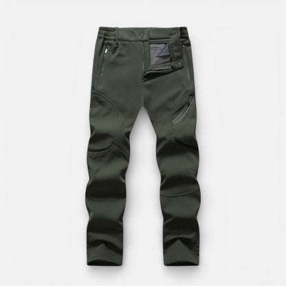 Men's Fleece Lined Softshell Pants with Zipper Pockets