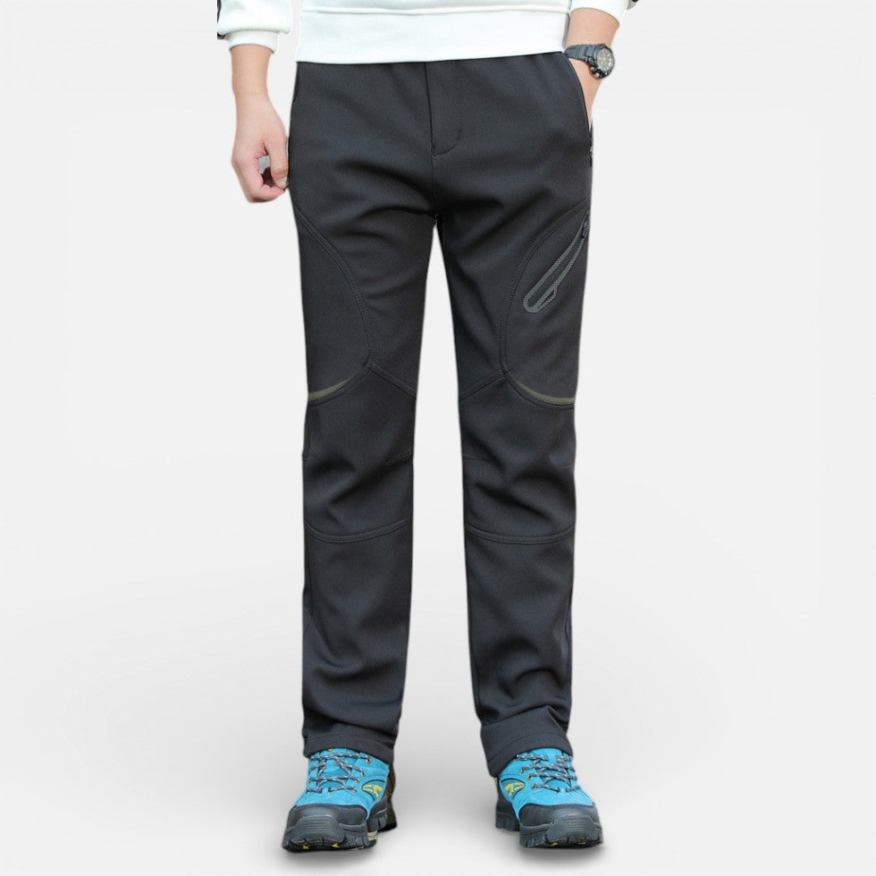 Men's Fleece Lined Softshell Pants with Zipper Pockets