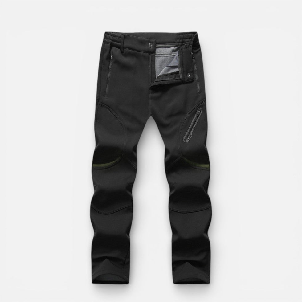 Men's Fleece Lined Softshell Pants with Zipper Pockets