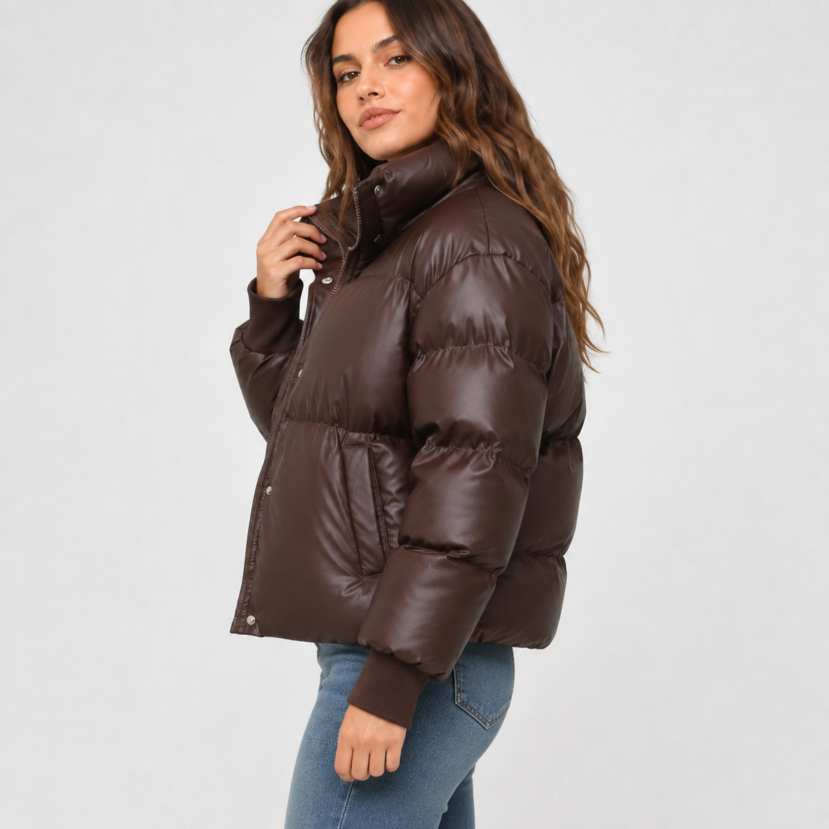Women's Puffer Jacket – Cropped, Funnel Neck