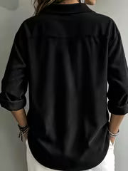 Women's Corduroy Long Sleeve Top – Button Placket, Relaxed Fit