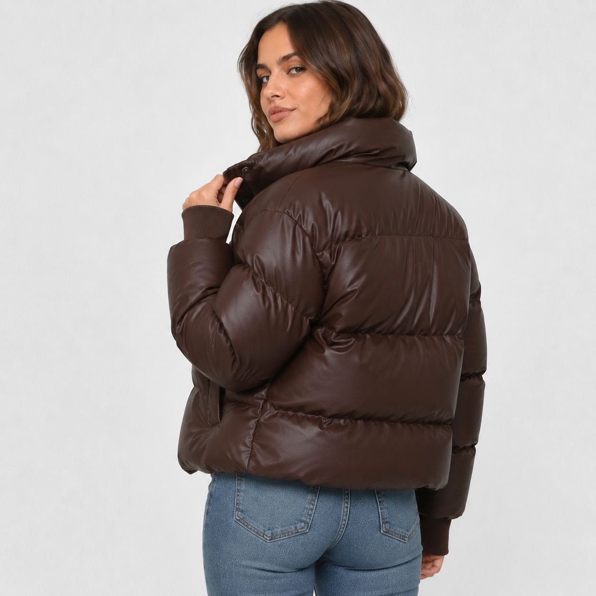 Women's Puffer Jacket – Cropped, Funnel Neck