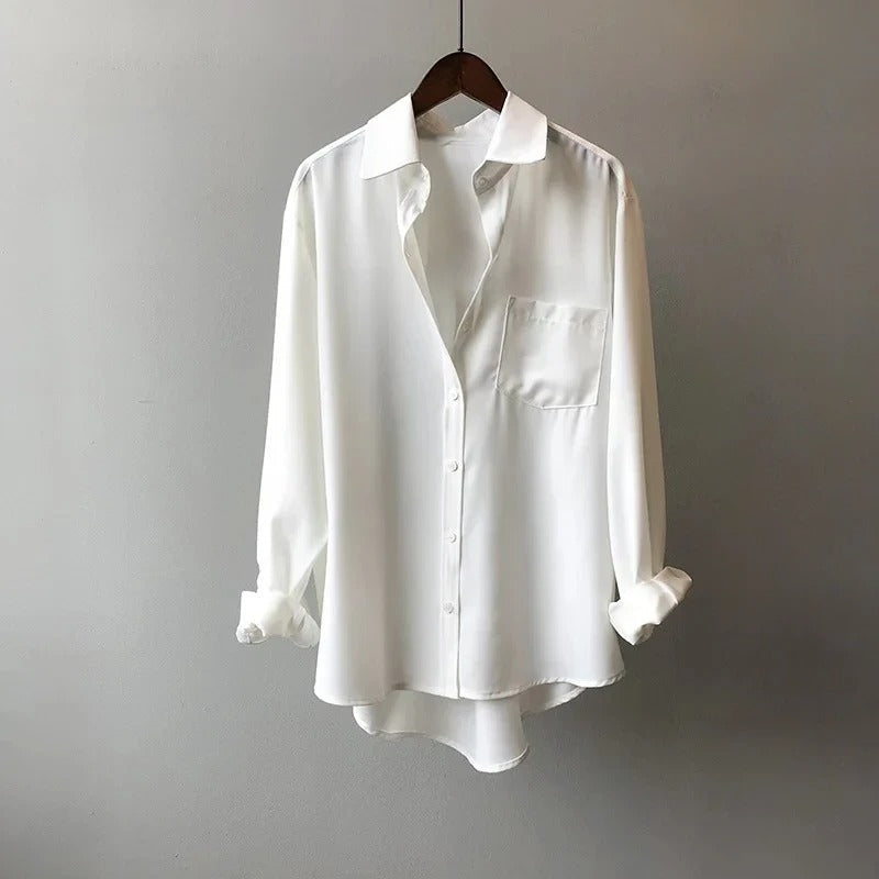 Women's Silk Blouse – Button-Down, Chest Pocket
