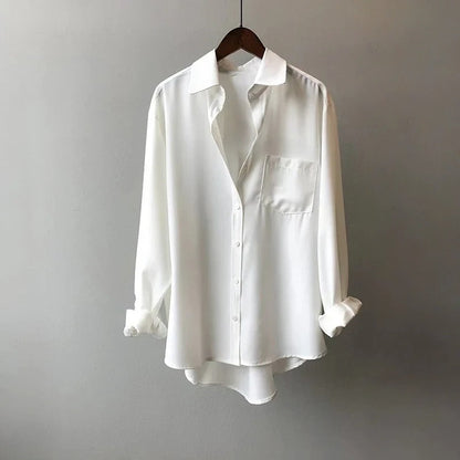 Women's Silk Blouse – Button-Down, Chest Pocket