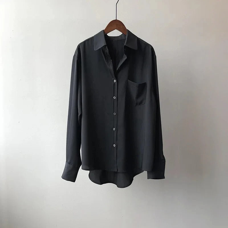 Women's Silk Blouse – Button-Down, Chest Pocket