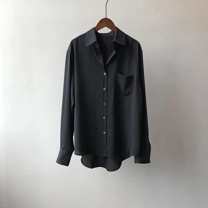 Women's Silk Blouse – Button-Down, Chest Pocket