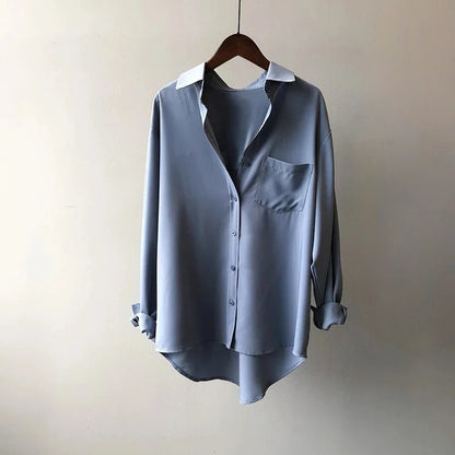 Women's Silk Blouse – Button-Down, Chest Pocket