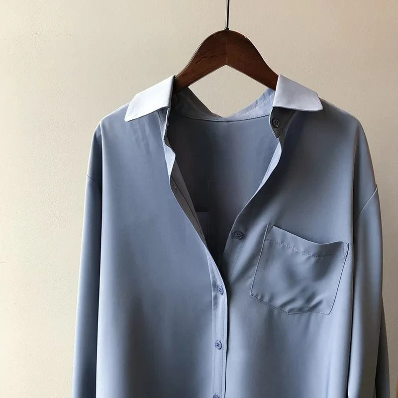Women's Silk Blouse – Button-Down, Chest Pocket