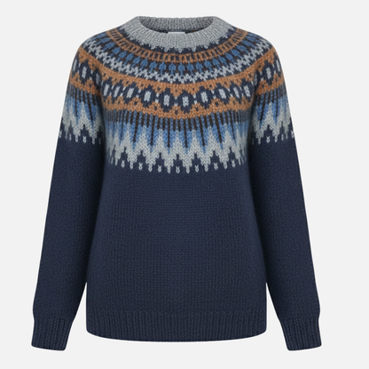 Women’s Sweater with Nordic Pattern - Fair Isle Pattern