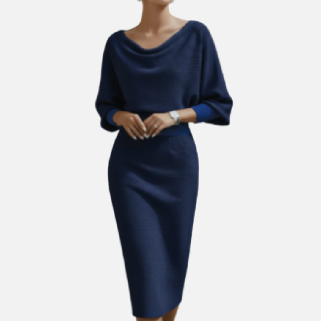 Maya | Elegant Cowl Knit Dress
