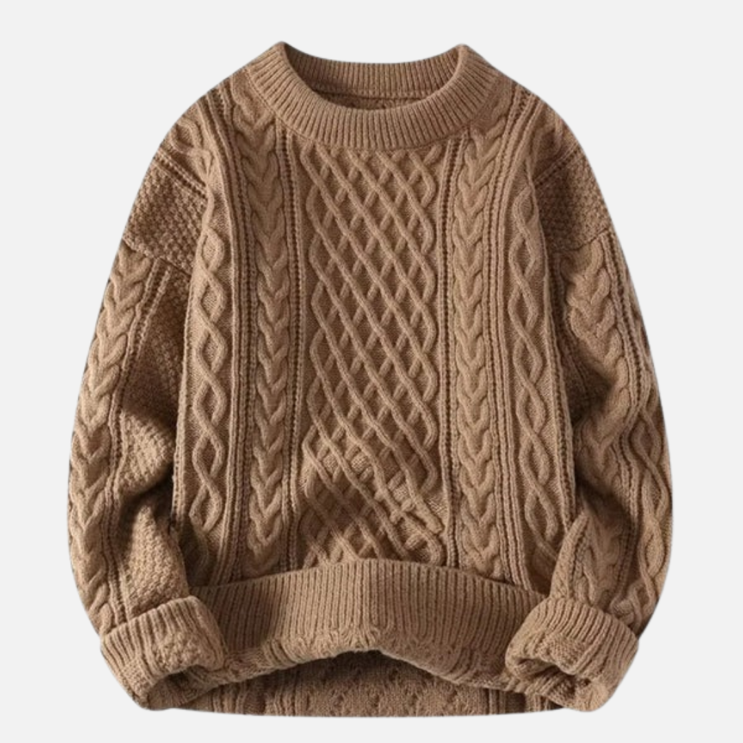 Men's Classic Cable Knit Sweater – Chunky Textured Pullover