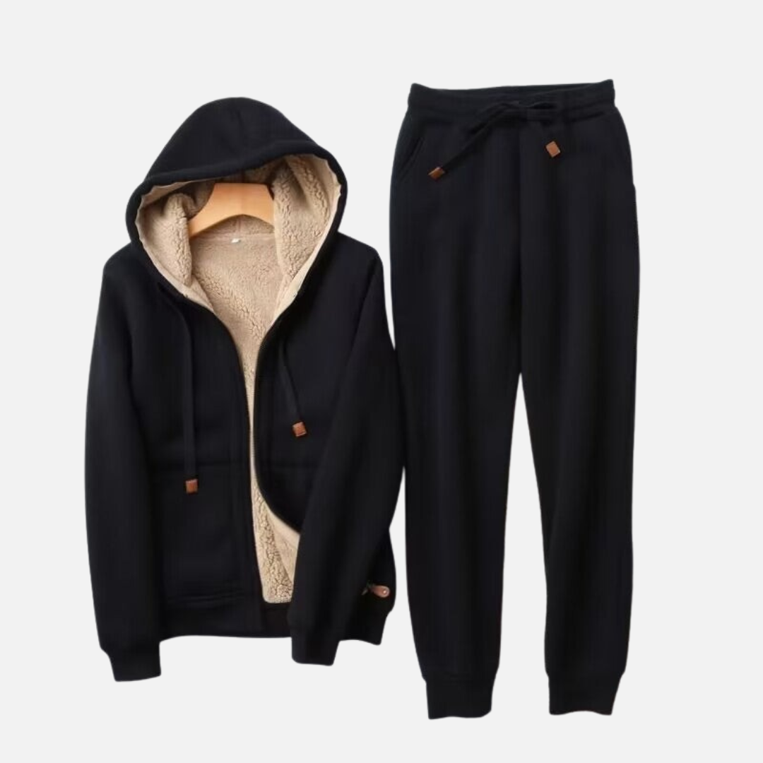 Women’s Fleece Lined Hoodie & Jogger Set – Cozy Winter Tracksuit