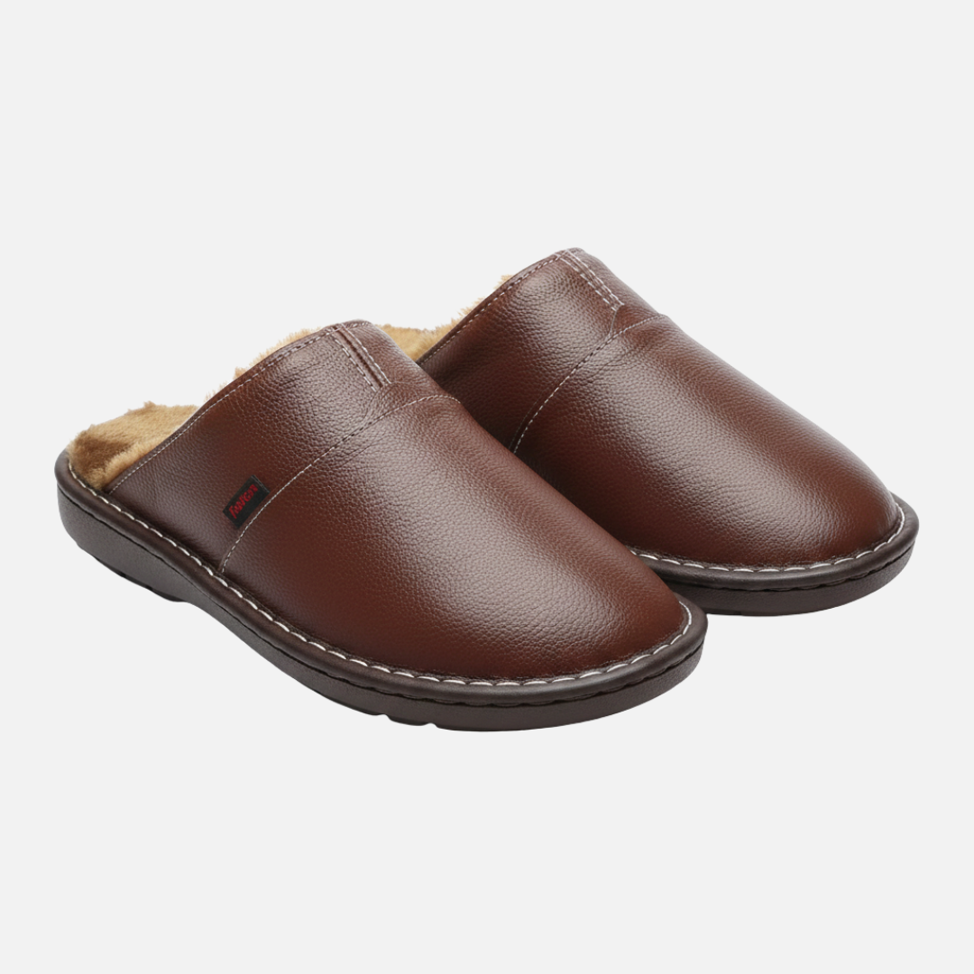Leather Indoor Slippers with Lining