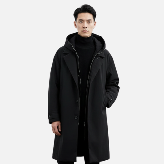 Men’s Long Trench Coat – Classic Waterproof Overcoat