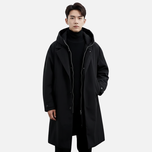 Men’s Waterproof Trench Coat – Classic Long Windbreaker