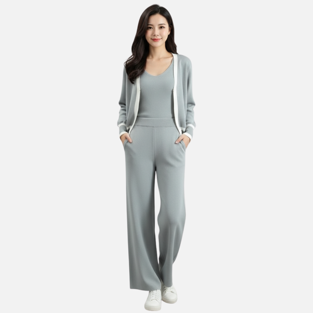Women’s Elegant Knit 3-Piece Lounge Set – Wide Fit