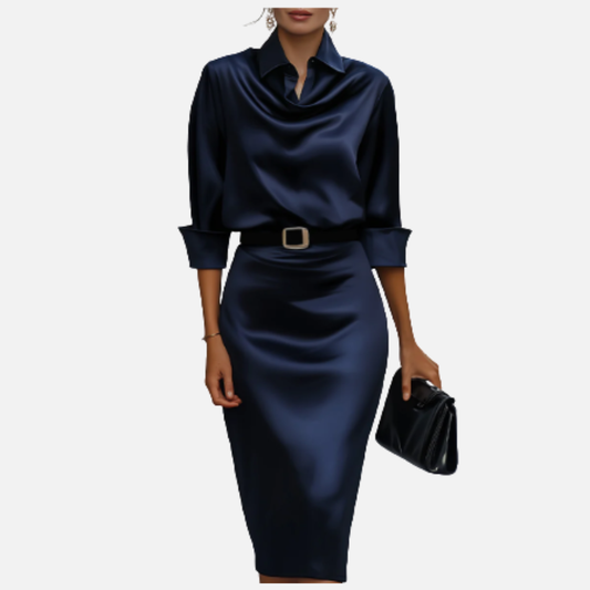 Amelia | Elegant Satin Midi Dress
