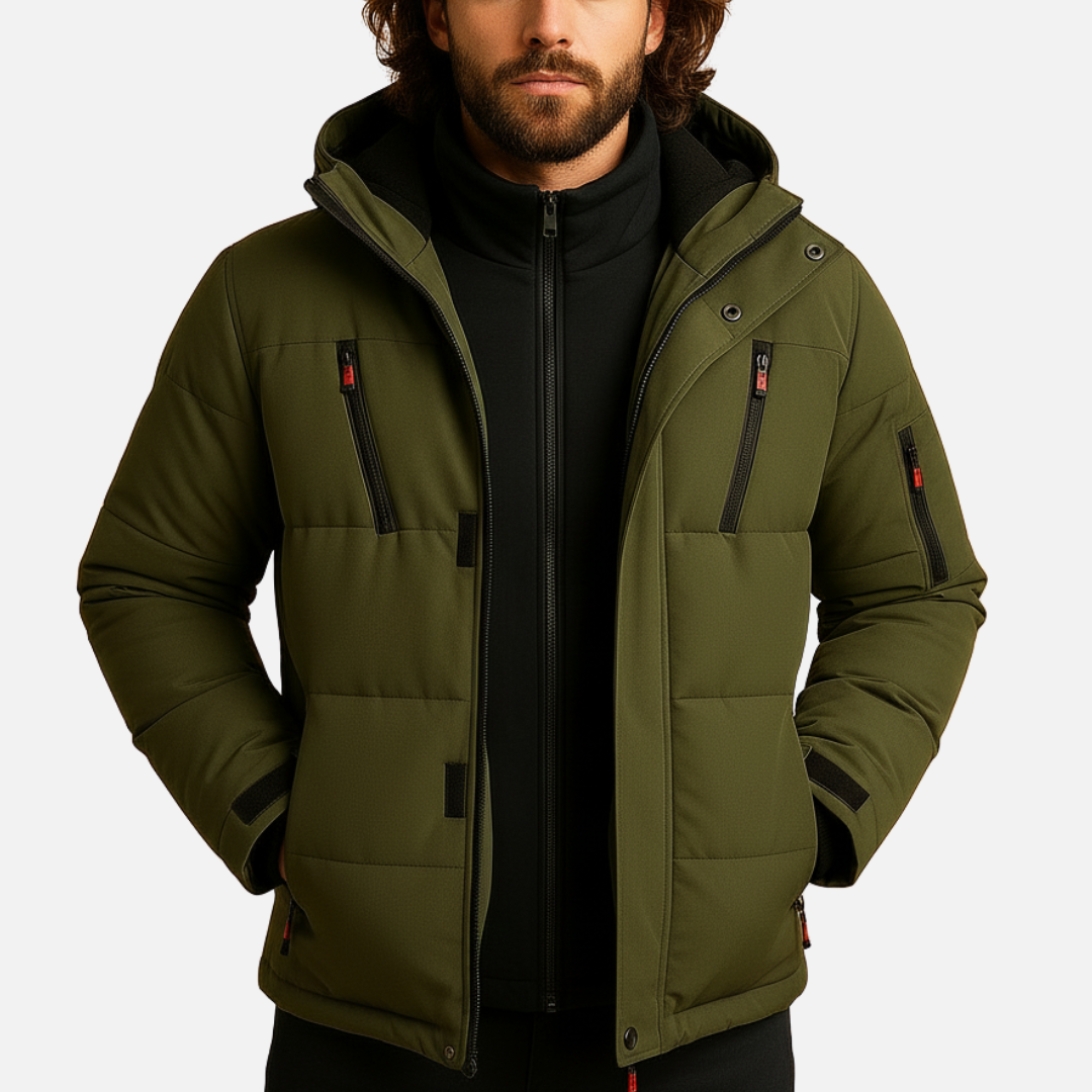 Men’s Waterproof Winter Puffer Jacket – Warm Insulated Hooded