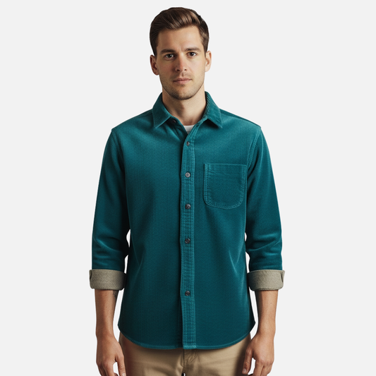 Men’s Corduroy Button-Up Shirt – Casual Long Sleeve Overshirt