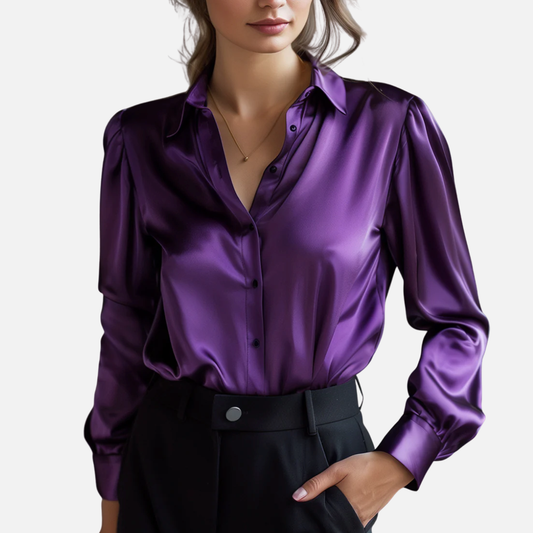 Women’s Elegant Satin Long Sleeve Blouse