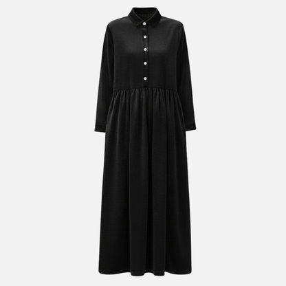 Women’s Long Sleeve Button Front Maxi Dress