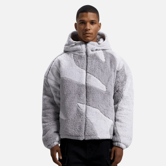 Men’s Hooded Fleece Warm Jacket - Graphic Cardigan